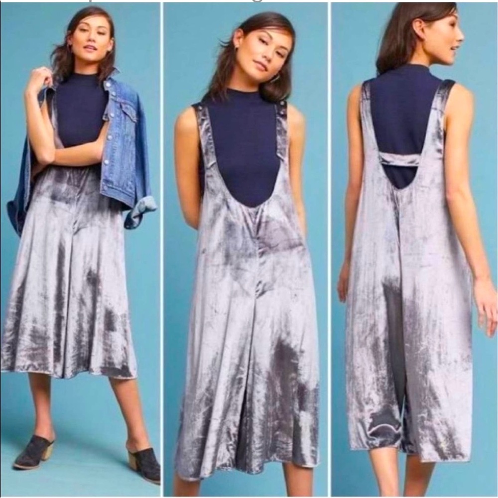 NWOT Anthropologie Maeve Crushed Velvet Jumpsuit, Size Small